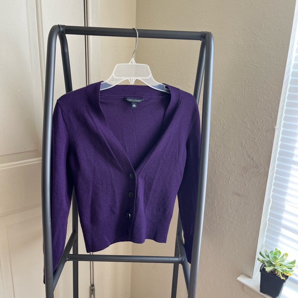 Purple Banana Republic merino wool cardigan